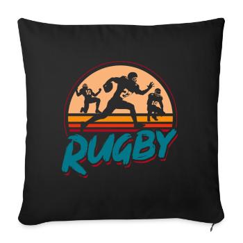 Rugby, rugby players - vintage - Sofa pillowcase 17,3'' x 17,3'' (45 x 45 cm) - black - Front