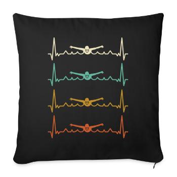 Dire drôle de nageur - natation - Housse de coussin décorative 45 x 45 cm - noir - Devant