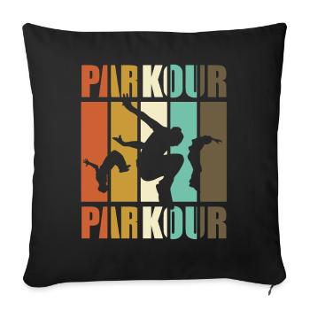 Parkour, parkour runner - vintage - Sofa pillowcase 17,3'' x 17,3'' (45 x 45 cm) - black - Front