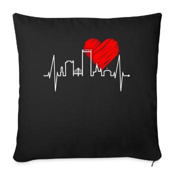 Bonn skyline heartbeat Bonn I love my Bonn - Sofa pillowcase 17,3'' x 17,3'' (45 x 45 cm) - black - Front