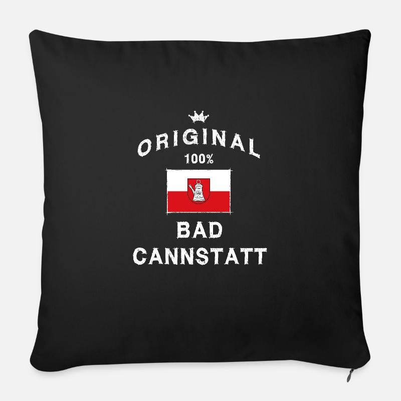 Bad Cannstatt Stuttgart Original - Sofakissenbezug 45 x 45 cm - Schwarz