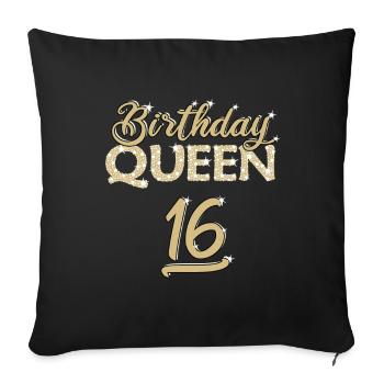 BIRTHDAY 16th birthday - Sofa pillowcase 17,3'' x 17,3'' (45 x 45 cm) - black - Front