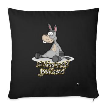 A Hug is all you need donkey funny shirt - Sofa pillowcase 17,3'' x 17,3'' (45 x 45 cm) - black - Front