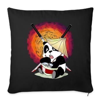 Panda Bär Asien Japan Sonne Samurai Fantasy - Sofakissenbezug 45 x 45 cm - Schwarz - Vorne