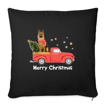 German Shepherd Christmas Pickup Truck - Sofa pillowcase 17,3'' x 17,3'' (45 x 45 cm) - black - Front