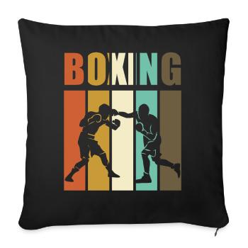 Boxe - boxeur vintage - Housse de coussin décorative 45 x 45 cm - noir - Devant