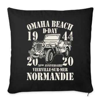 Omaha Beach D-Day 1944-2020 76ème Anniversaire - Housse de coussin décorative 45 x 45 cm - noir - Devant