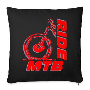 Ride MTB, ride more mountain bike - Sofa pillowcase 17,3'' x 17,3'' (45 x 45 cm) - black - Front