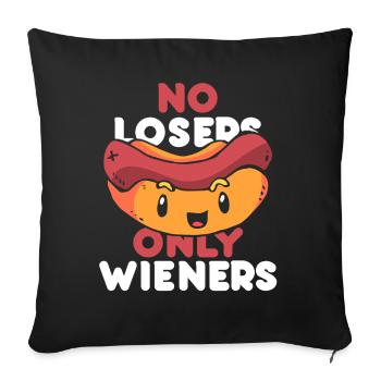 No losers only wieners - hot dog - Sofa pillowcase 17,3'' x 17,3'' (45 x 45 cm) - black - Front