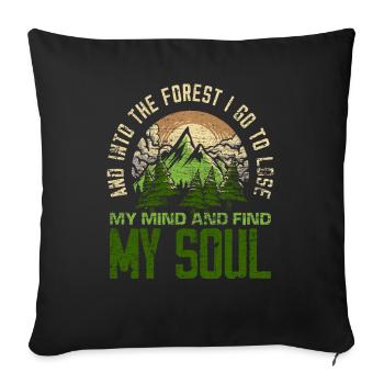 Randonnée esprit forêt - Housse de coussin décorative 45 x 45 cm - noir - Devant