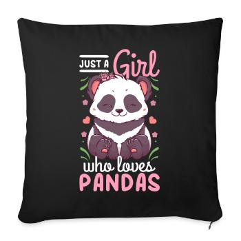 Panda - Housse de coussin décorative 45 x 45 cm - noir - Devant