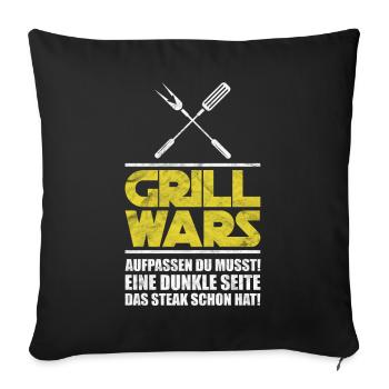 Grill Grillen Mann Männer Sprüche Geschenk - Sofakissenbezug 45 x 45 cm - Schwarz - Vorne