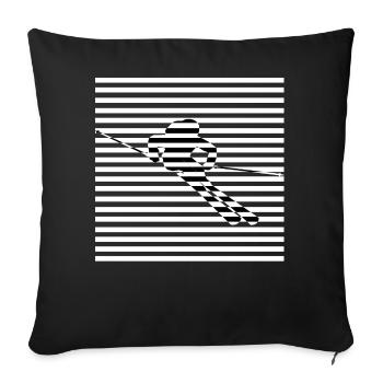 Ski- Ski - Illusion d’optique - Sports d’hiver - Housse de coussin décorative 45 x 45 cm - noir - Devant