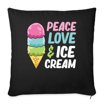 Crème glacée d’été Enfants Peace Love et crème glacée - Housse de coussin décorative 45 x 45 cm - noir - Devant