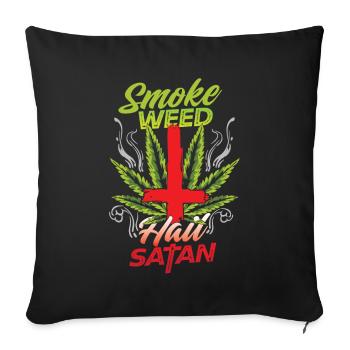 Smoke Weed Hail Satan Marijuana Cannabis Smoking - Sofa pillowcase 17,3'' x 17,3'' (45 x 45 cm) - black - Front
