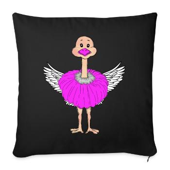 Oiseau Autruche Fantaisie Oiseaux Ailes Plumes d’oiseaux - Housse de coussin décorative 45 x 45 cm - noir - Devant