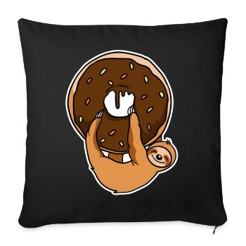 Funny Donuts Sloths Sloth With Donut - Sofa pillowcase 17,3'' x 17,3'' (45 x 45 cm) - black - Front