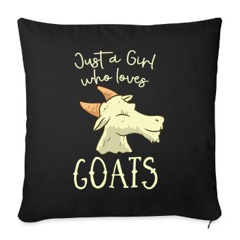 Juste une fille qui aime les chèvres Chèvres Filles - Housse de coussin décorative 45 x 45 cm - noir - Devant