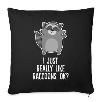 J’aime juste les ratons laveurs drôles de raton laveur - Housse de coussin décorative 45 x 45 cm - noir - Devant