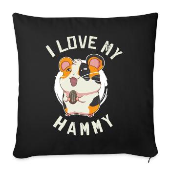 Hamster Hamster doré - Housse de coussin décorative 45 x 45 cm - noir - Devant