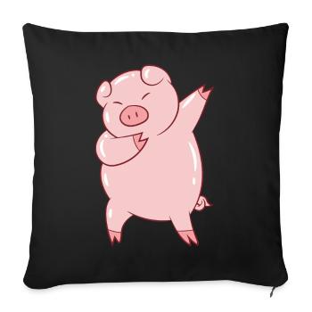 Dabbing Pig Dabbendes Porc ferme enfants - Housse de coussin décorative 45 x 45 cm - noir - Devant