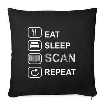 Cashier seller barcode eat sleep scan repeat - Sofa pillowcase 17,3'' x 17,3'' (45 x 45 cm) - black - Front