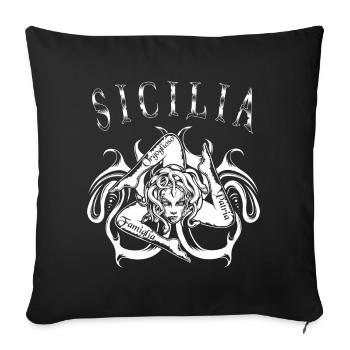 Sicilia Trinacria Italie maison cadeau famille - Housse de coussin décorative 45 x 45 cm - noir - Devant