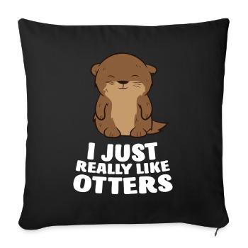 J’aime la loutre Tout simplement Loutre drôle - Housse de coussin décorative 45 x 45 cm - noir - Devant