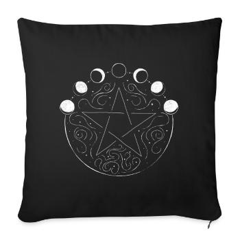Pentagram moon phases Witchcraft Occult Wicca - Sofa pillowcase 17,3'' x 17,3'' (45 x 45 cm) - black - Front