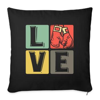 Boxe - Amour - Housse de coussin décorative 45 x 45 cm - noir - Devant