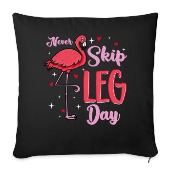 Funny Flamingo Never Skip Leg Day Flamingo - Sofa pillowcase 17,3'' x 17,3'' (45 x 45 cm) - black - Front