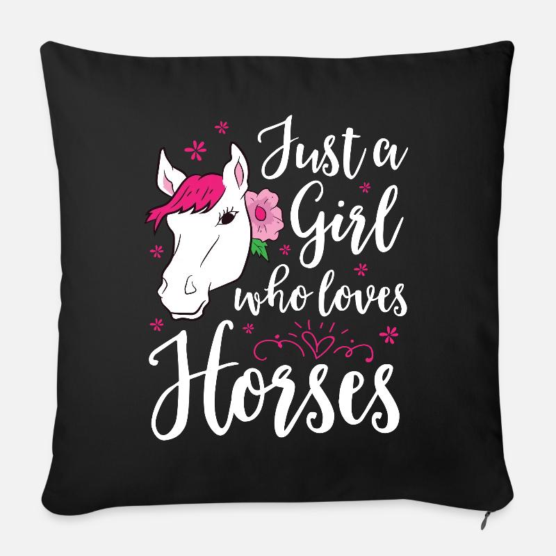 Pferde Mädchen Pferde Reiten Pferd Liebe - Sofakissenbezug 45 x 45 cm - Schwarz
