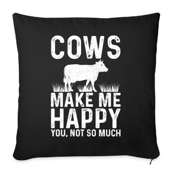Vaches Me Heureux agriculteur lait vache - Housse de coussin décorative 45 x 45 cm - noir - Devant