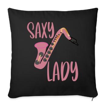 Saxophone Saxophoniste Saxophone Saxy Lady - Housse de coussin décorative 45 x 45 cm - noir - Devant
