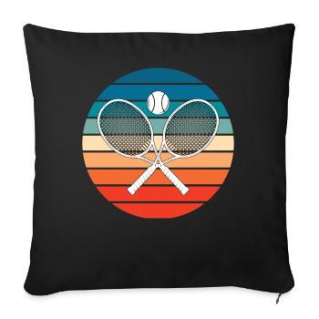 Tennis Crossed Tennis Racquets Retro - Sofa pillowcase 17,3'' x 17,3'' (45 x 45 cm) - black - Front