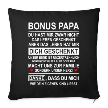 Bonus Papa vom Stiefkind geschenkt - Sofakissenbezug 45 x 45 cm - Schwarz - Vorne
