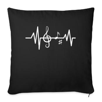 Musique ECG Ligne de cœur Idée cadeau - Housse de coussin décorative 45 x 45 cm - noir - Devant