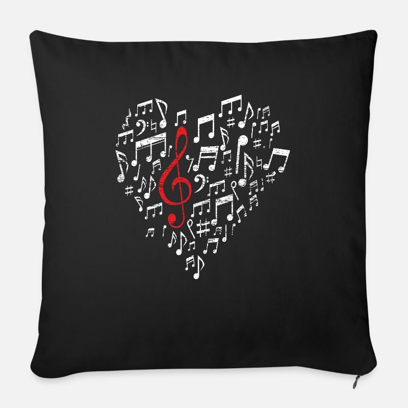 Musik Herz - Sofakissenbezug 45 x 45 cm - Schwarz