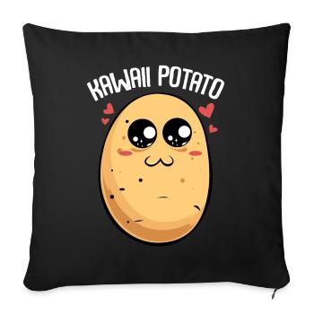 Cœurs de Patate Kawaii - Housse de coussin décorative 45 x 45 cm - noir - Devant