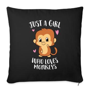 Just a Girl Who Loves Monkeys Cute Monkey Lover - Sofa pillowcase 17,3'' x 17,3'' (45 x 45 cm) - black - Front