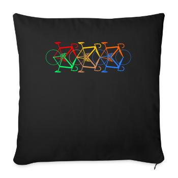 6 bikes & 6 colorful bikes - Sofa pillowcase 17,3'' x 17,3'' (45 x 45 cm) - black - Front
