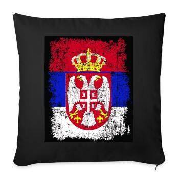 Serbie Serbie Srbija Србија drapeau aux armoiries - Housse de coussin décorative 45 x 45 cm - noir - Devant