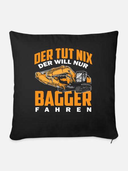 Baggerfahrer Baumaschine - Sofakissenbezug 45 x 45 cm - Schwarz
