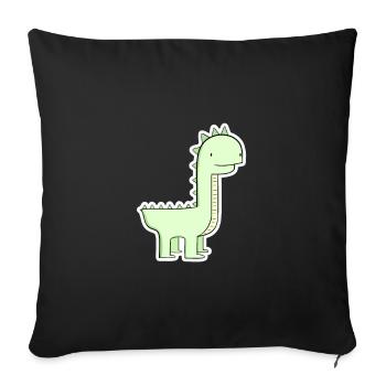 Pastel Green Dino Cartoon - Sofa pillowcase 17,3'' x 17,3'' (45 x 45 cm) - black - Front