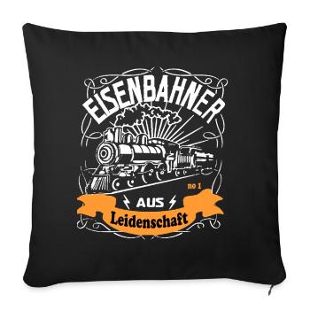 Eisenbahner aus Leidenschaft Eisenbahn Geschenk - Sofakissenbezug 45 x 45 cm - Schwarz - Vorne