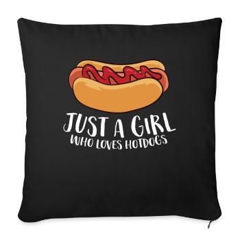 Just a Girl Who Loves Hotdogs Funny Hot Dog Girl - Sofa pillowcase 17,3'' x 17,3'' (45 x 45 cm) - black - Front