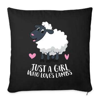 Nur Ein Mädchen das Lämmer und Schafe Liebt - Sofakissenbezug 45 x 45 cm - Schwarz - Vorne