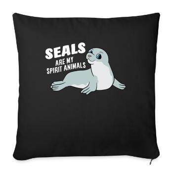Seals Are My Spirit Animal Funny Seals Lover - Sofa pillowcase 17,3'' x 17,3'' (45 x 45 cm) - black - Front