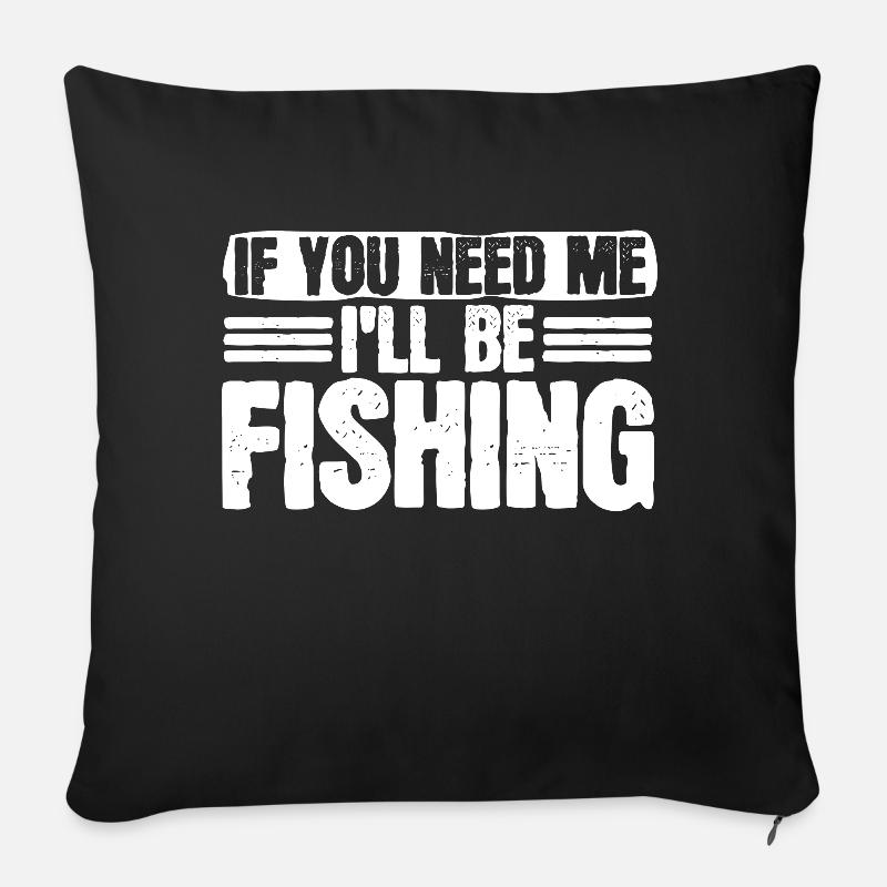 Pêcheur à la pêche - Housse de coussin décorative 45 x 45 cm - noir