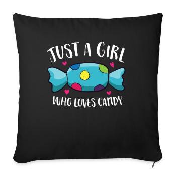 Bonbons Juste une fille qui aime les bonbons - Housse de coussin décorative 45 x 45 cm - noir - Devant